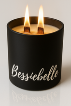 Load image into Gallery viewer, Peppermint Eucalyptus Matt Black Soy Candle Burning

